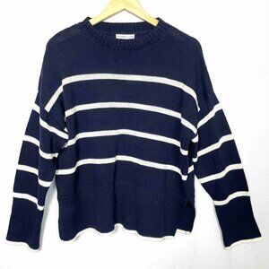 Sincerely Jules NWT Navy / White Striped Cotton Oversized Sweater Womens Size M